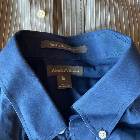 Eddie Bauer Blue and Gray Men's Collared Dress Shirts Large - Picture 2 of 4